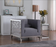 Velvet Sofa Set with Stainless Steel Frame and Chrome Finish Legs-Grey Color #0623381