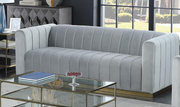 Velvet Sofa Set with Gold Color Base- Grey Color #065101
