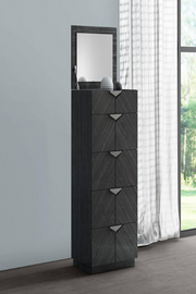 Glossy Finish Modern Bedroom Set with Lights On Headboard and a  Drawer on Footboard- 06Stark