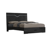 Glossy Finish Modern Bedroom Set with Lights On Headboard and a  Drawer on Footboard- 06Stark