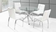 Round Glass Dining Table with Leather Chairs- Black/White Chairs #06811