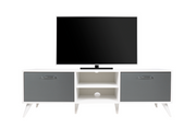 Turkish Made 63'' TV Stand in White Color with Grey Doors #19HURON