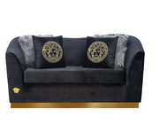 Modern Velvet Sofa Set with Gold Base- Black Color