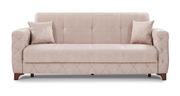 Turkish Made Fabric Upholstered Sofa Bed with Underneath Storage- Beige Color