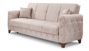 Turkish Made Fabric Upholstered Sofa Bed with Underneath Storage- Beige Color