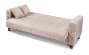 Turkish Made Fabric Upholstered Sofa Bed with Underneath Storage- Beige Color