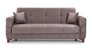 Turkish Made Fabric Upholstered Sofa Bed with Underneath Storage- Brown Color