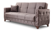 Turkish Made Fabric Upholstered Sofa Bed with Underneath Storage- Brown Color