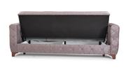 Turkish Made Fabric Upholstered Sofa Bed with Underneath Storage- Brown Color