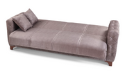 Turkish Made Fabric Upholstered Sofa Bed with Underneath Storage- Brown Color