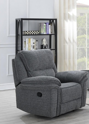 Fabric Manual Recliner Set with Wireless Phone Charger on Sofa- Grey Color