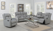 Velvet Upholstered Manual Recliner Set- Grey Color
