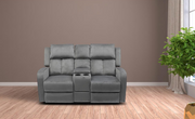 Velvet Upholstered Manual Recliner Set- Grey Color