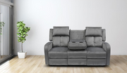 Velvet Upholstered Manual Recliner Set- Grey Color