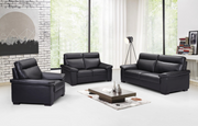 Genuine Leather Sofa Set- Black Color  #1618