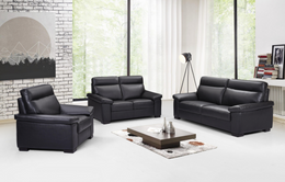 Genuine Leather Sofa Set- Black Color  #1618
