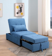 Perfect Small Space Solution Fabric Upholstered Ottoman Bed- Blue Color