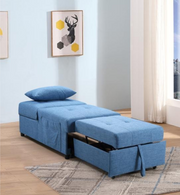 Perfect Small Space Solution Fabric Upholstered Ottoman Bed- Blue Color
