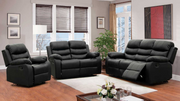 Gel Leather Manual Recliner Set Includes Rocking Chair- Black Color Morroco