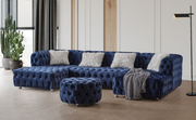 Turkish Made Modern U Shaped Tufted Sectional- Blue Color