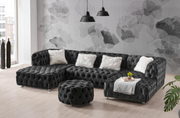Turkish Made Modern U Shaped Tufted Sectional- Black Color