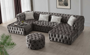 Turkish Made Modern U Shaped Tufted Sectional- Grey Color