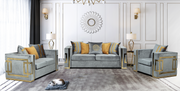 Turkish Made 3Pcs Velvet Upholstered matching with Golden 3pcs Sofa Set- Grey Color