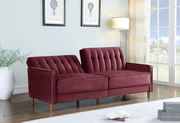 Velvet Upholstered Klik Klak Sofa Bed- Burgundy Color