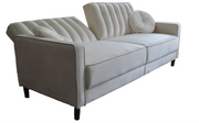 Velvet Upholstered Klik Klak Sofa Bed- White Color