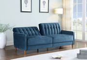 Velvet Upholstered Klik Klak Sofa Bed- Blue Color