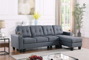 Fabric Condo Size Sectional with Reversible Chaise- Grey #Diam