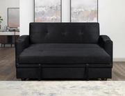 Velvet Fabric Pullout Sofa Bed with Cup Holders- Black Color #16ASH