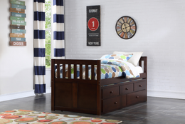 Solid Wood Captain Trundle Bed with Two Deep Drawers on Bottom #112013