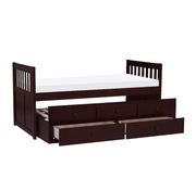 Solid Wood Captain Trundle Bed with Two Deep Drawers on Bottom #112013