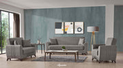 Fabric Upholstered with Hard Plastic Legs Sofa Set- Storage Sofa/Sofa Bed Set - Grey Color #Alvina