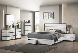 Two Tone Lacquer Finish Modern Storage Bedroom Set with Drawers #112260S