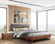 Lower Profile Wooden Modern Bed with Upholstered Headboard #115891