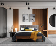 Lower Profile Wooden Modern Bed with Upholstered Headboard #115891