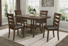 Solid Wood Brown Finish Expandable Top Dining Set #115712