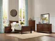 Solid Wood Sleigh Bedroom Set- Cherry Color