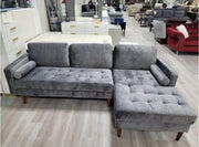 Velvet Upholstered Sectional with Chaise - Grey Color #219122
