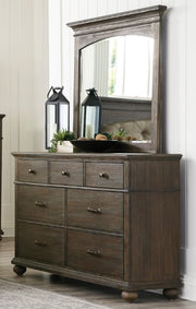 Classical Style Wooden Bedroom Set Fabric Headboard Bed- Brown