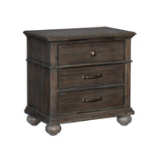 Classical Style Wooden Bedroom Set Fabric Headboard Bed- Brown