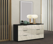 Glossy Finish Modern Bedroom Set with Lights On Headboard and Lights on Mirror- 06157