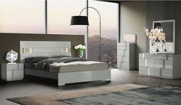 Glossy Finish Modern Bedroom Set with Lights On Headboard and Lights on Mirror- 06185