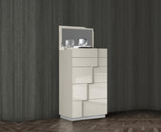 Glossy Finish Modern Bedroom Set with Lights On Headboard and Lights on Mirror- 06185