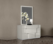 Glossy Finish Modern Bedroom Set with Lights On Headboard and Lights on Mirror- 06185