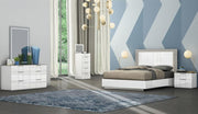 Glossy Finish Modern Bedroom Set with Lights On Headboard and Lights on Mirror- 06114