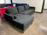 Velvet Upholstered Sectional with Chaise - Black Color #219122