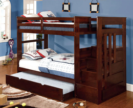 Solid Wood Single Over Single Bunk Bed - Espresso Color #17118